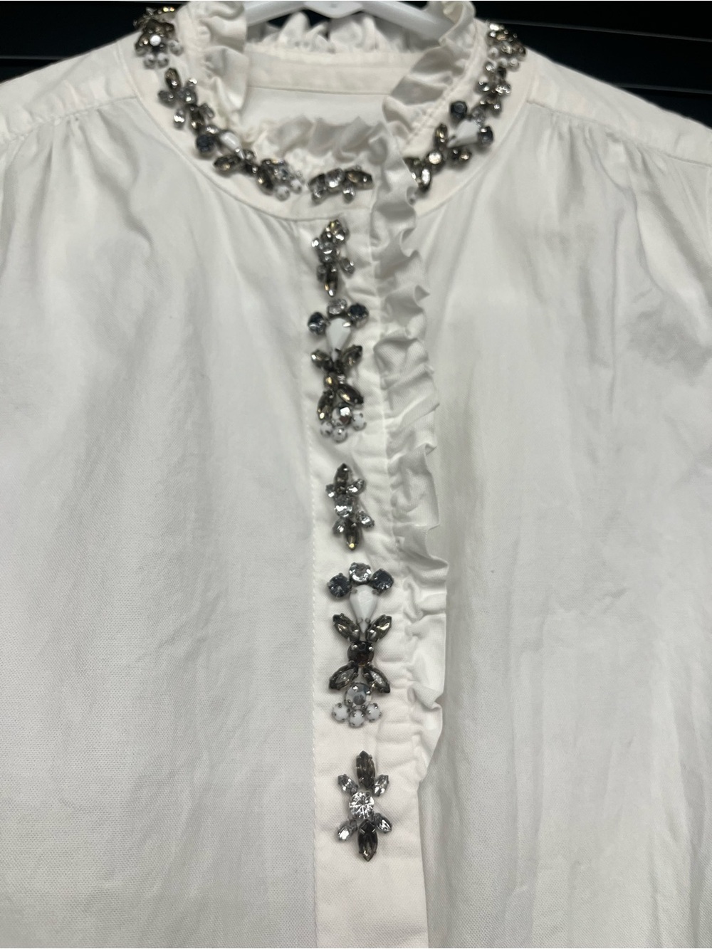 J. Crew White Sleeveless Button-Down Top with Crystal Collar - Picture 3 of 13